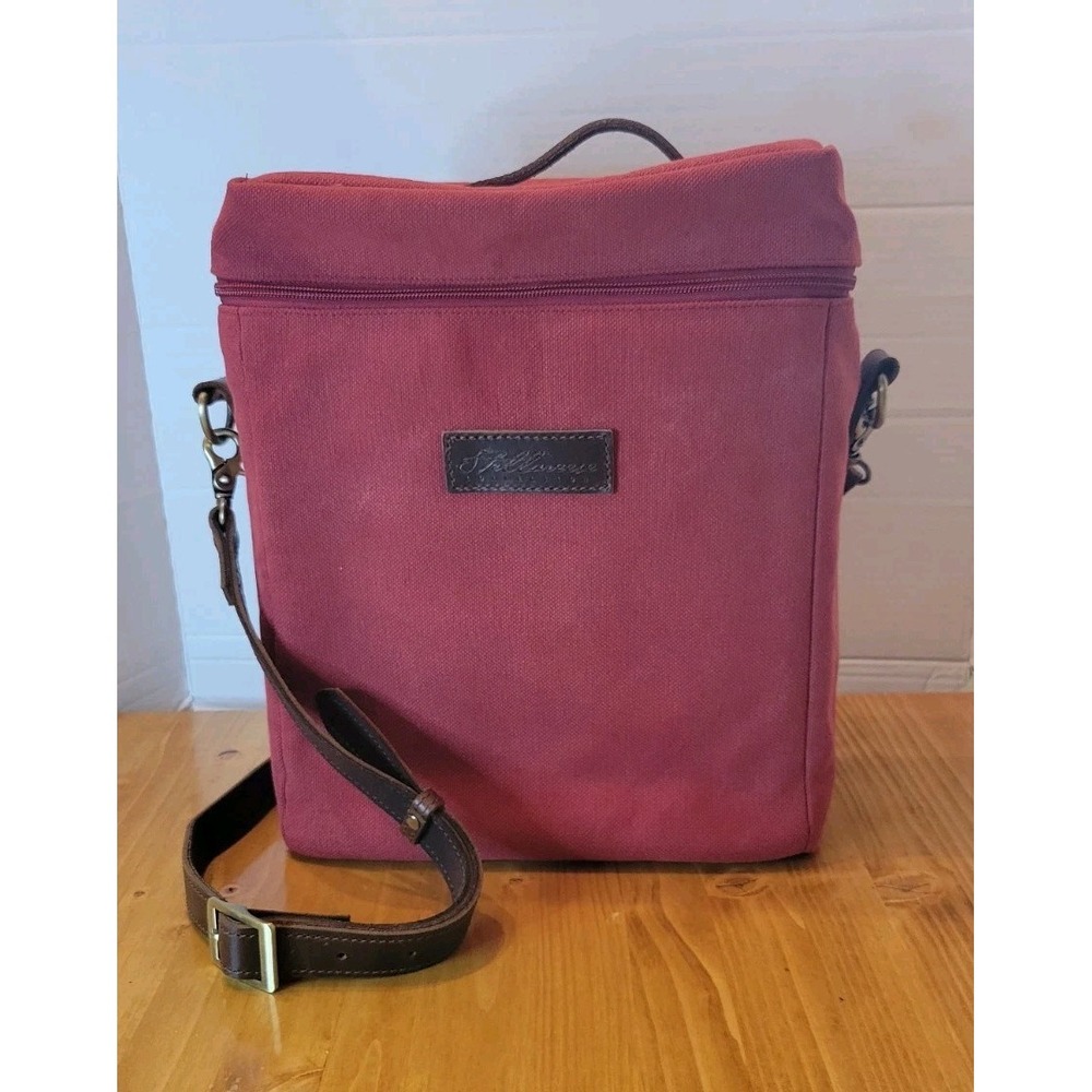Stellareese Collection‎ Napa Valley Triple Wine Tote Burgandy Canvas And Leather